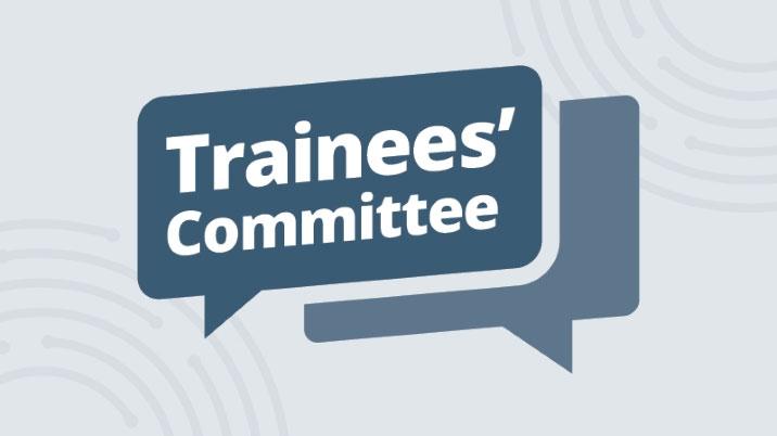 A graphic displaying the words Trainees Committee